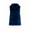 Tantra Spain Sl Women's Fur Vest With Hood And Zipper Closure, Blue In Multi