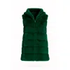 Tantra Spain Sl Women's Fur Vest With Hood And Zipper Closure, Green. In Green
