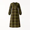 Tantra Spain Sl Women's Green Midi Dress With Ethnic Print, Tunic Style, And V-neck In Animal Print