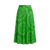 Tantra Spain Sl Women's Green Midi Skirt With Silk, Geometric Print, Flare, And Elastic Waistband In Green