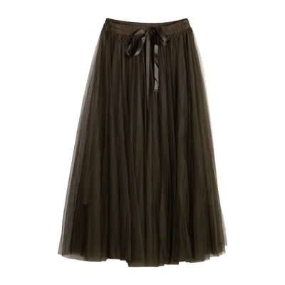 Tantra Spain Sl Women's Green Tulle Skirt With Multiple Layers And A-line Cut With Elastic Waistband