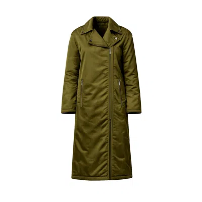 Tantra Spain Sl Women's Green Waterproof Coat With Side Zipper Closure And Collar
