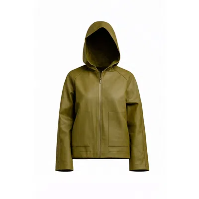 Tantra Spain Sl Women's Green Waterproof Jacket With Hood, Visible Front Pockets And Zippered Closure Kakhi