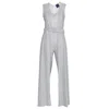 Tantra Spain Sl Women's Grey Long Sleeveless Jumpsuit With Glitter Details And Belt Large Silver In Grey