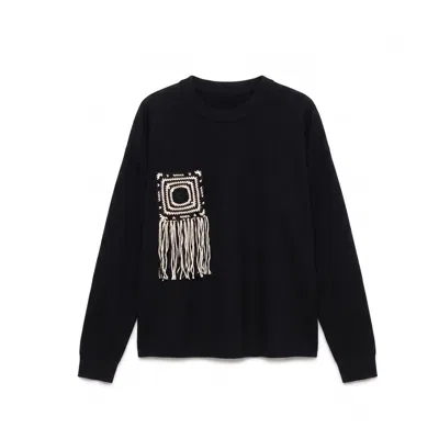 Tantra Spain Sl Women's Knitted Sweater With Pocket And Crochet Detail  Black