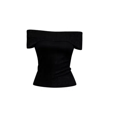 Tantra Spain Sl Women's Knitted Top With Lurex, Boat Neck Black