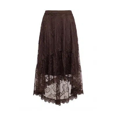 Tantra Spain Sl Women's Lace Skirt With Ruffle Hem And Elastic Waistband Brown