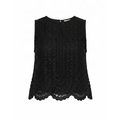 Tantra Spain Sl Women's Lace Top With Circle Detailing And A Round Neckline Black