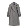 Tantra Spain Sl Women's Long Double-breasted Cloth Coat With Pockets And Buckle Detail On Sleeves Grey In Grey