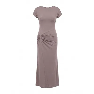 Tantra Spain Sl Women's Long Dress With Draped Detail At The Waist And Adjustable Back With Braided Lacing Grey In Gray