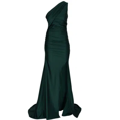 Tantra Spain Sl Women's Long Dress With One Elastic Sleeve, Back Zipper And Leg Opening Green