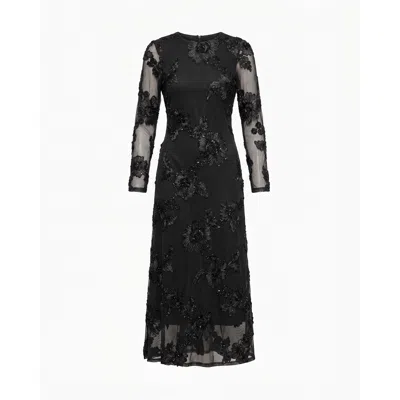 Tantra Spain Sl Women's Long, Fitted Tulle Dress With A Open Back And Embroidered Flowers Black
