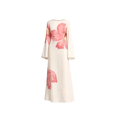 Tantra Spain Sl Women's Long Floral Dress With Square Neckline And Straps At The Back Pink