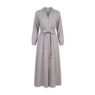 Tantra Spain Sl Women's Long Knit Shirt Dress With Chest Pockets And Belt  Grey