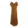 Tantra Spain Sl Women's Long Silk Dress With V-neck And Flowing Skirt Brown