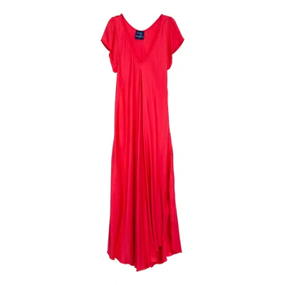 Tantra Spain Sl Women's Long Silk Dress With V-neck And Flowing Skirt Red