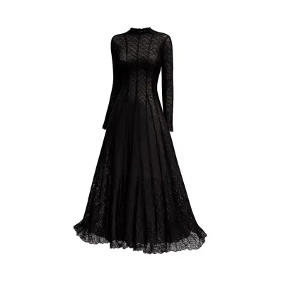 Tantra Spain Sl Women's Long Sleeveless Dress In Textured Lace, Black.