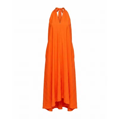 Tantra Spain Sl Women's Loose-fitting Midi Dress With A Halter Neckline  Orange
