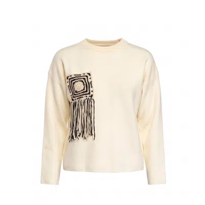 Tantra Spain Sl Women's Neutrals Knitted Sweater With Pocket And Crochet Detail Beige