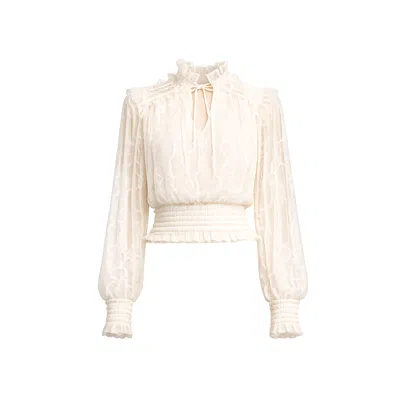 Tantra Spain Sl Women's Neutrals Lace Top With Elasticated Cuffs And Waistband, V-neck, And Straps