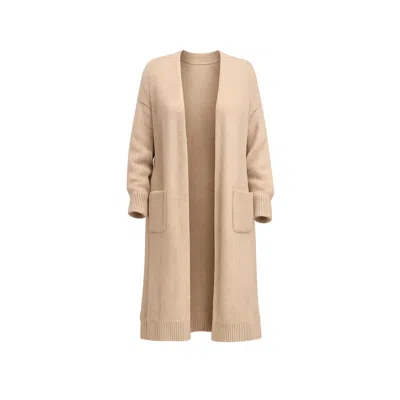 Tantra Spain Sl Women's Neutrals Long Kitted Cardigan With Pockets Ecru In Sand