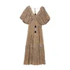 Tantra Spain Sl Women's Neutrals Printed Maxi Dress With Sequins, Tassels And Puffed Sleeves