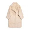 Tantra Spain Sl Women's Neutrals Reversible Fur Coat With Suede Lining, Lapels And Pockets.
