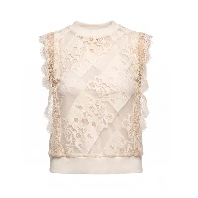 Tantra Spain Sl Women's Neutrals Sheer Lace Top With An Elastic Waistband Beige