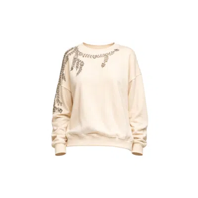 Tantra Spain Sl Women's Neutrals Sweatshirt With Sequins On The Collar And Sleeves Beige In Sand