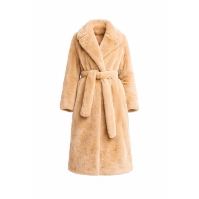 Tantra Spain Sl Women's Neutrals Synthetic Fur Jacket With Button Closure And Belt In Brown