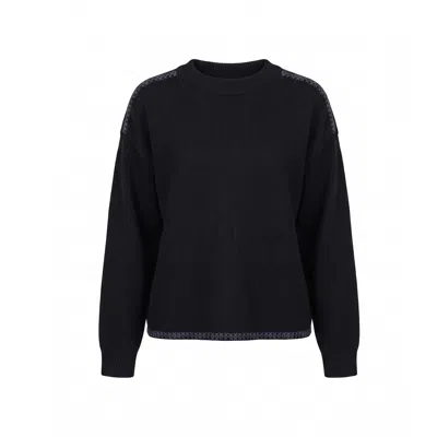 Tantra Spain Sl Women's Oversized Knit Sweater With Topstitching Detail On Hem And Shoulders Black