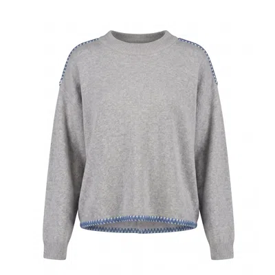 Tantra Spain Sl Women's Oversized Knit Sweater With Topstitching Detail On Hem And Shoulders Grey