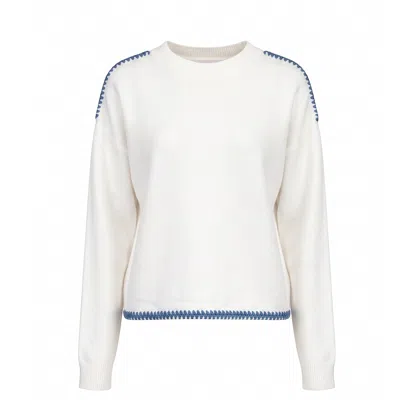 Tantra Spain Sl Women's Oversized Knit Sweater With Topstitching Detail On Hem And Shoulders White