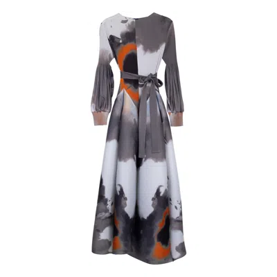 Tantra Spain Sl Women's Pleated Printed Midi Dress With Darts Grey