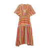 Tantra Spain Sl Women's Printed Multicolor V Neck Dress With Sequined Details