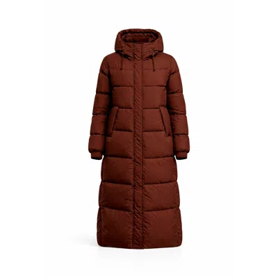 Tantra Spain Sl Women's Quilted Coat With Non-detachable Hood, Side Pockets, And Zipper And Clip Closure Brown