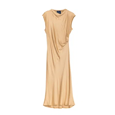 Tantra Spain Sl Women's Satin Maxi Draped Effect Dress Gold