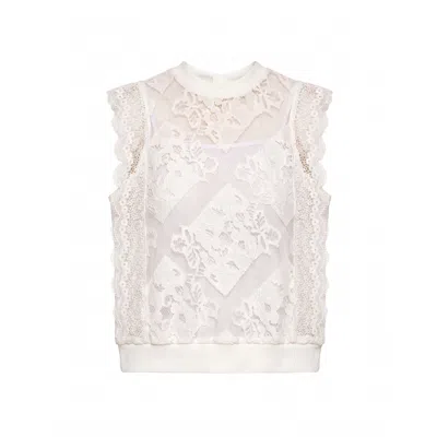 Tantra Spain Sl Women's Sheer Lace Top With An Elastic Waistband. White