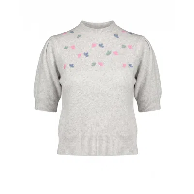 Tantra Spain Sl Women's Short-sleeved Sweater With Embroidered Birds Grey