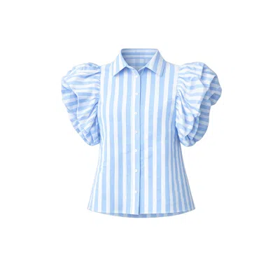 Tantra Spain Sl Women's Striped Shirt With Puffed Sleeves Blue