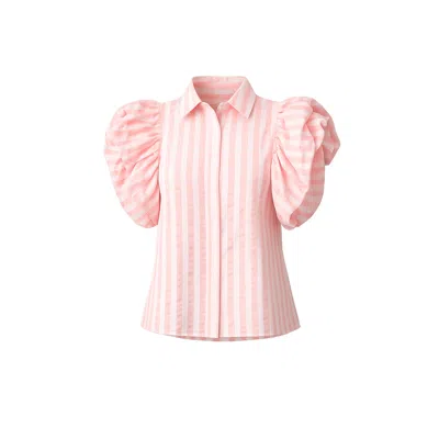 Tantra Spain Sl Women's Striped Shirt With Puffed Sleeves Pink