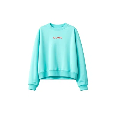 Tantra Spain Sl Women's Sweatshirt With Iconic Fluorescent Text On The Front And Back Turquoise In Blue