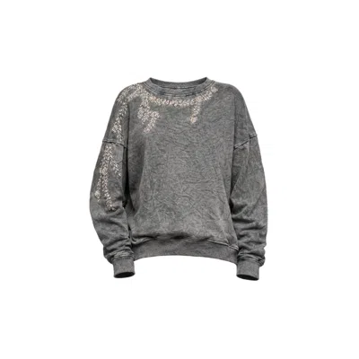 Tantra Spain Sl Women's Sweatshirt With Sequins On The Collar And Sleeves Grey In Gray