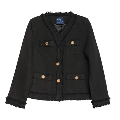 Tantra Spain Sl Women's Tweed Jacket With Front Pockets Black