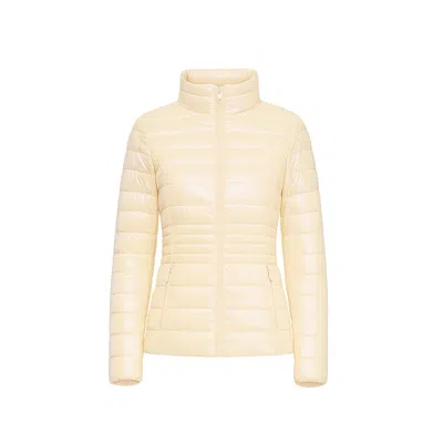 Tantra Spain Sl Women's White Basic Metallic Anorak With Zipper Closure And Mandarin Collar, Ecru In Neutral