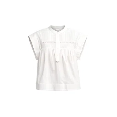 Tantra Spain Sl Women's White Oversize Sleeveless Top With Pleated Chest And Batiste Details.