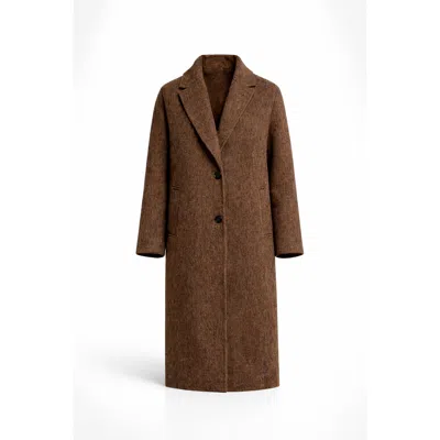 Tantra Spain Sl Women's Wool Coat With Lapels, Button Closure, And Side Pockets Brown