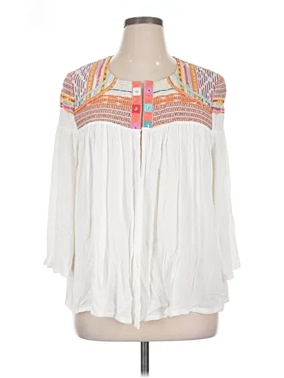 Pre-owned Tantrums 3/4 Sleeve Blouse In White