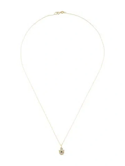 Pre-owned Tanya Farah 14k Diamond & Sapphire Hamsa Pendant Necklace, 16" In Multi