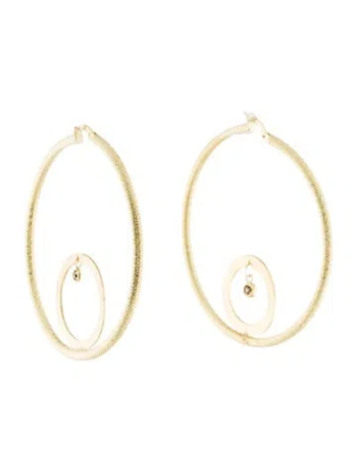 Pre-owned Tanya Farah 14k Diamond Textured Hoop Earrings In Multi